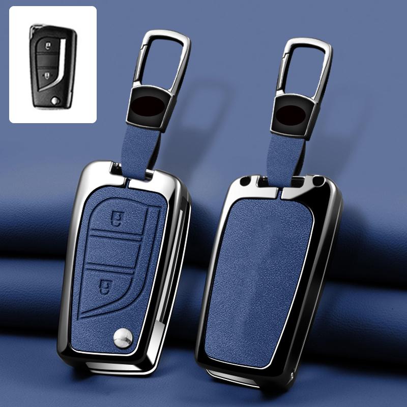 Zinc Alloy Leather Car Key Case For Toyota Auris Corolla Avensis Verso Yaris Aygo Scion Tc Im Camry Rav4 Forturner Hilux Key Fob