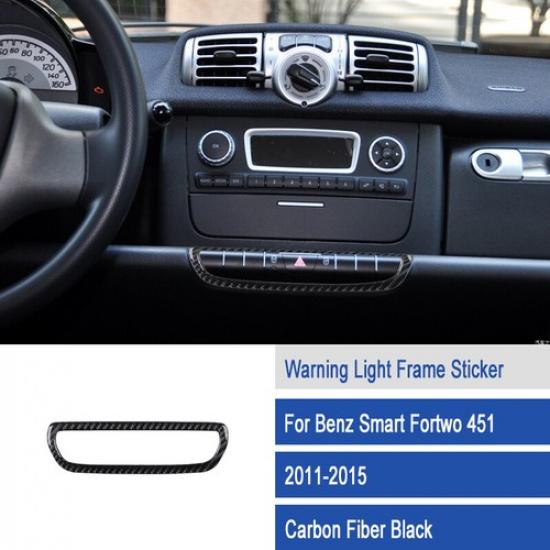 Black Center Warning Light Carbon Fiber Sticker For Benz Smart Fortwo 2011-2015