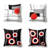 Polyester Pillow Case Car Black and Red Geometric Circle Lines Decorative Home Print Pillow Bedside Cushion Cover