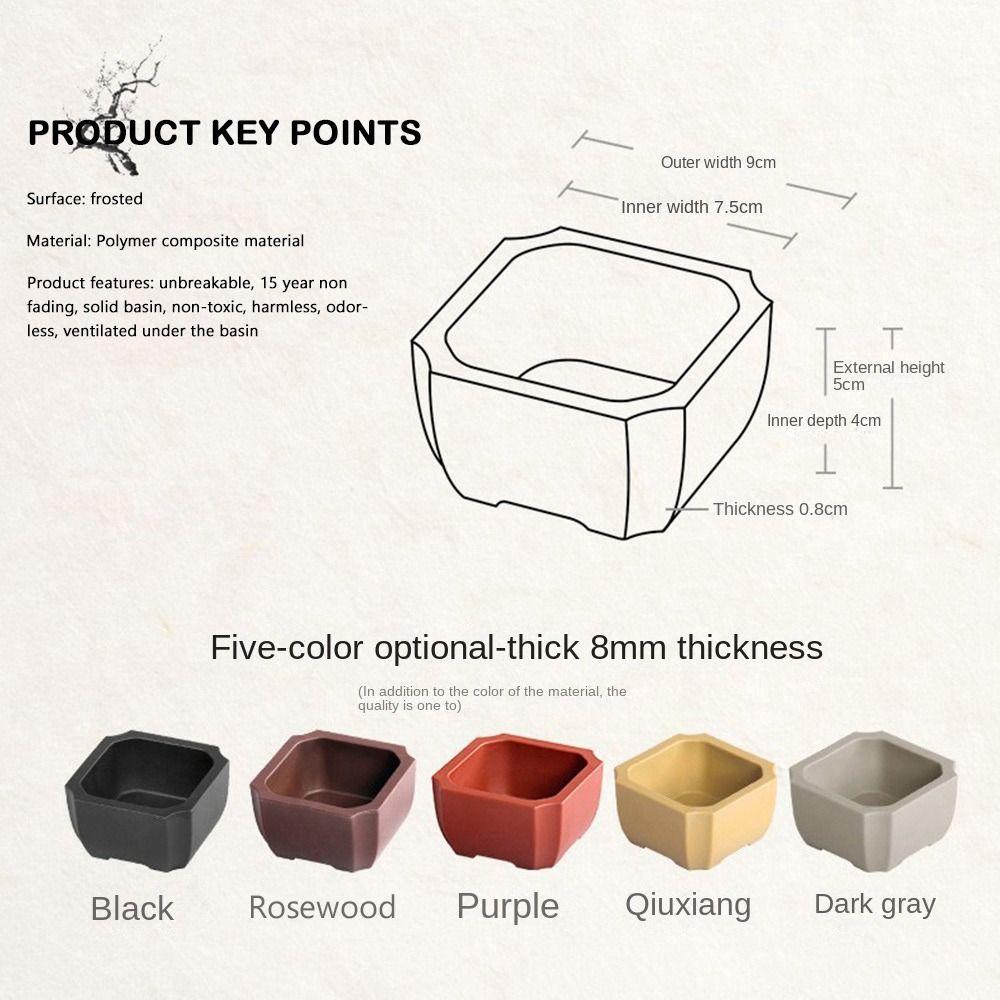 Durable Thick Flower Pot Imitation Purple Clay Bonsai Succulent Basin Simple Plant Bowl  Home