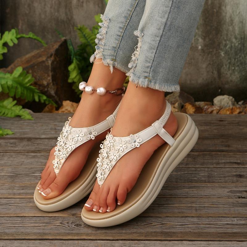 

Летние туфли с открытым носком в елочку, сандалии на толстой подошве, женские туфли с цветочным узором, пляжные шлепанцы 42 бежевый