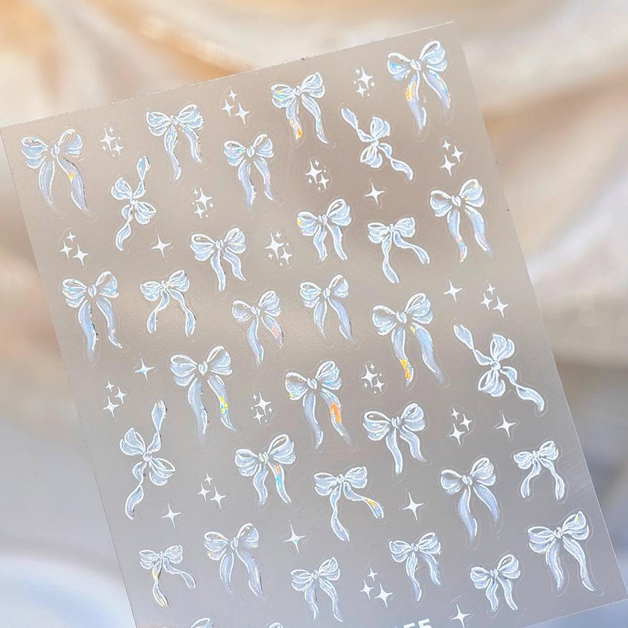 

TENSOR M-1055 Transparent Glass Shards Pure White Self-Adhesive Nail Stickers - Jelly Gel Series.