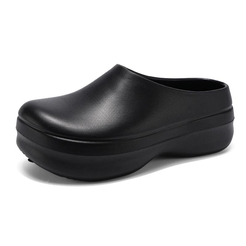 

Thick Soles Platform Half Shoes For Men Women Rubber Slippers Garden Chef Shoes Waterproof Closed Toe Kitchen Restaurant Working 36-37