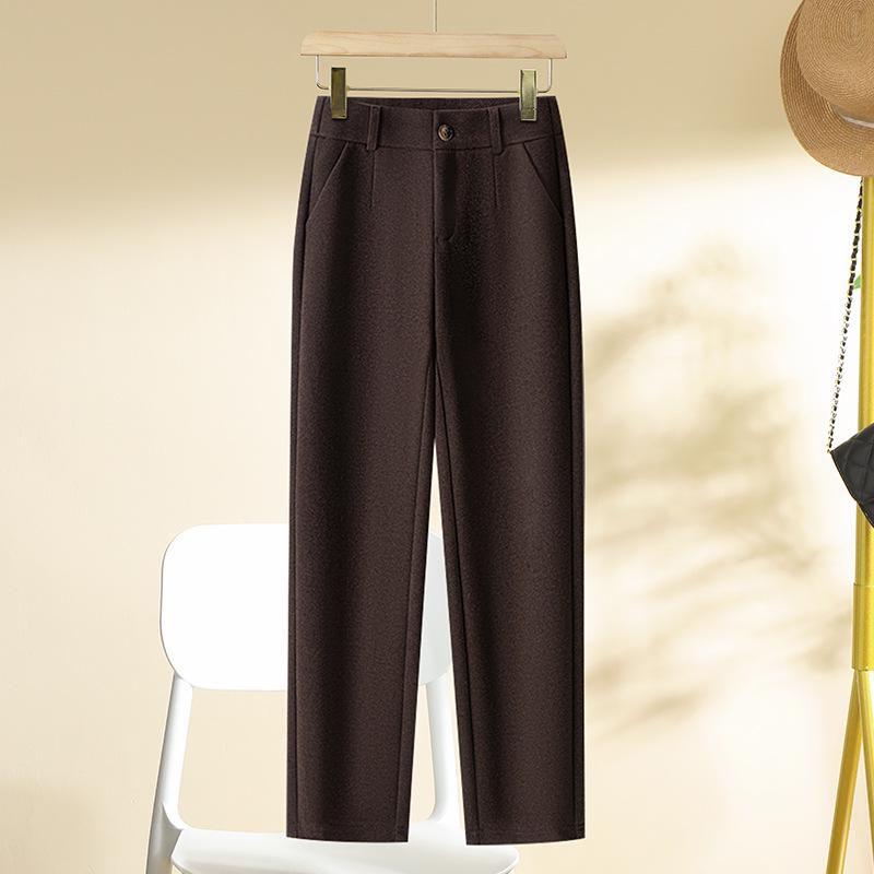 

Женские шерстяные брюки гаремы 2024: Утепленные утягивающие прямые брюки-сигареты для осени/зимы 31