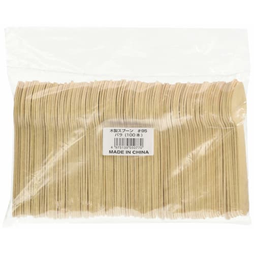 Daikoku Kogyo Disposable Wooden Spoons, #95 (mm) (Extra Small), Set of 100, Wooden Handle, 3289404