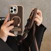 Magnetic Bracket Durabl Crossbody Wrist Strap Rope Holder Phone Case for IPhone 16 Pro Max 15 14 13 Pro Leather Protective Case