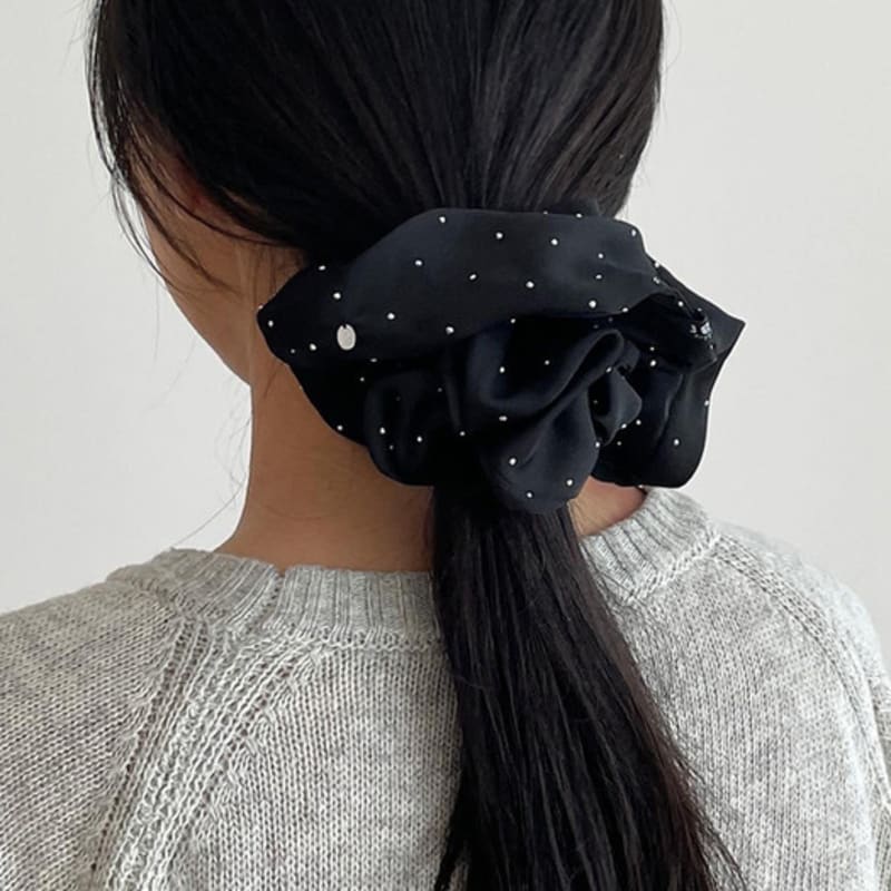 oar Silver Dot Satin Wide Scruchie [Choose 1 of 3 colors]
