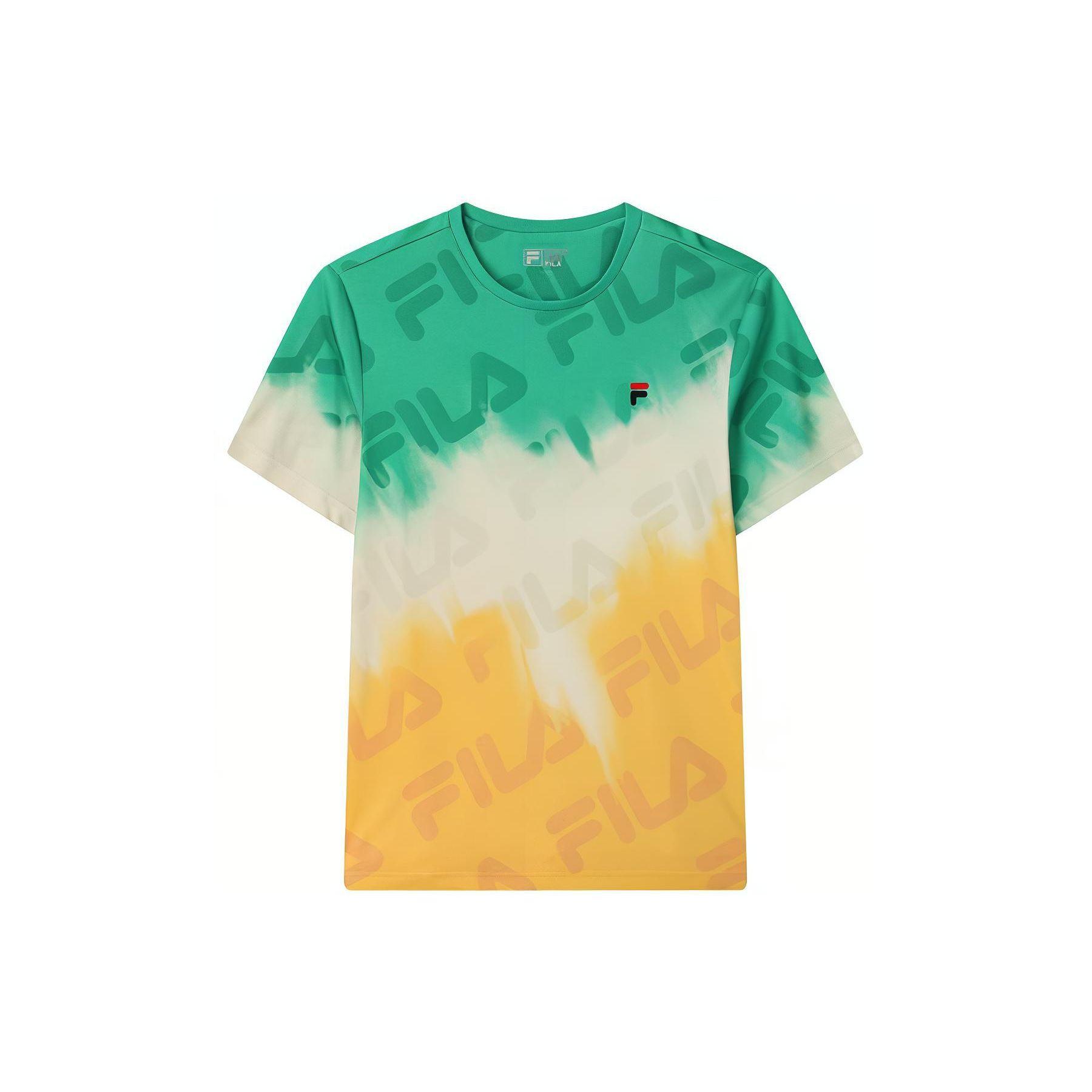 

FILA American Vintage Tie-Dye Effect Letter Logo Print Crew Neck Pullover Short Sleeve T-Shirt Men Tops Green F11M128162F-ZA XXL