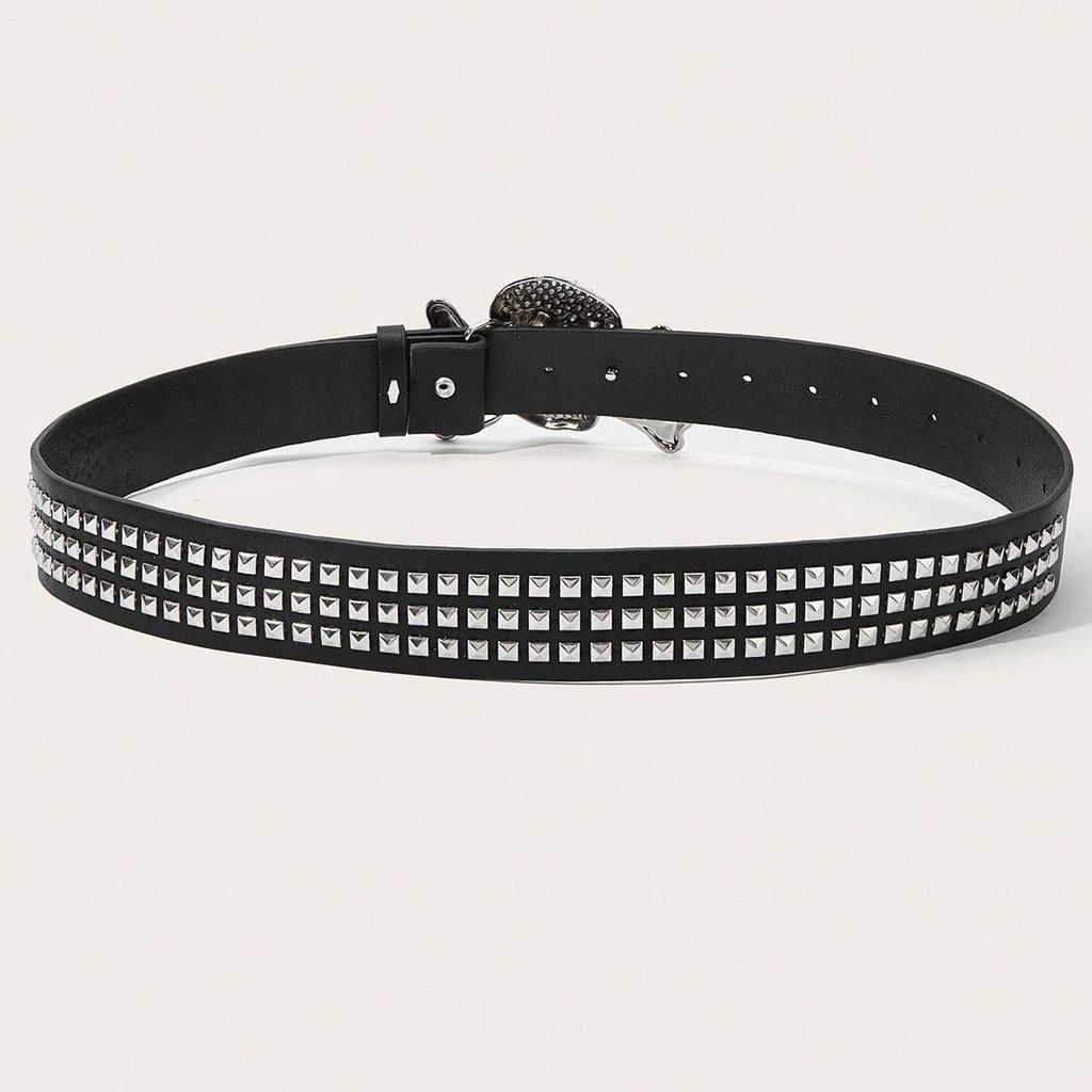 Gotischer Schädel Strass Schnalle Gürtel - Stilvolles Subkultur Punk Nieten Hip-Hop Rock Y2K Gürtel Accessoire Lässig Täglich ,Für Männer Frauen