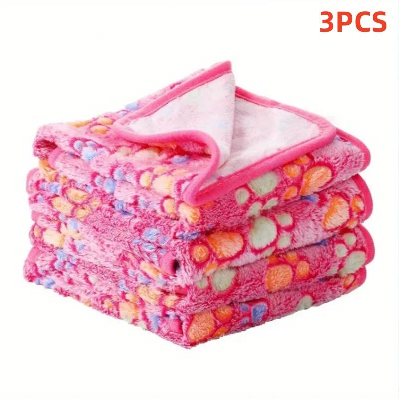 

3PCS Soft Flannel Fleece Cat Dog Blanket Bed Mats Paw Foot Print Warm Pet Blanket Sleeping Beds Cover Mat For Pets Supplies S 60X40CM