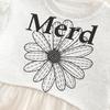 2 st/set Babyflickor Klädset Koreansk Stil Tecknat Tryck Spets Pullover Tröja + Byxor Småbarn Barn Träningsdräkter Barn Kostym