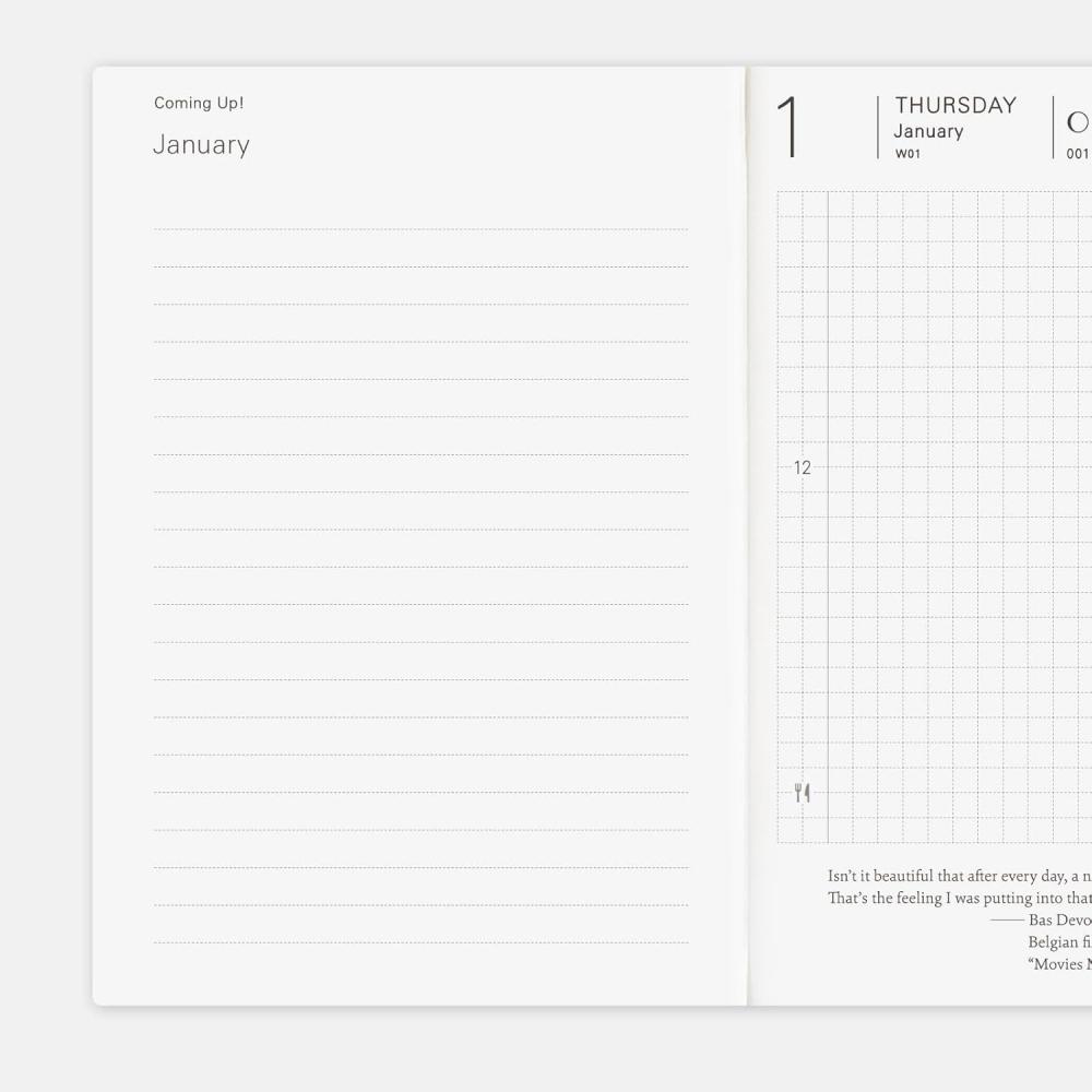 Hobonichi Notizbuch 2026 Hauptteil Planer [A6 1 Tag 1 Seite Englisch Januar Montag Start] A6 Planer Englisch