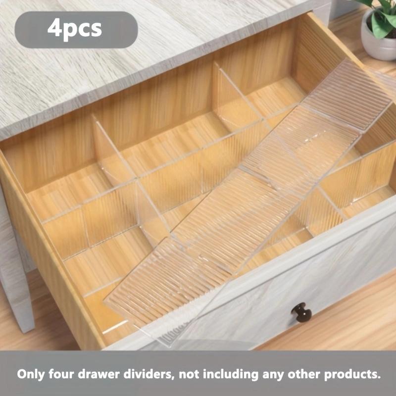32.5*7cm 4pcs Modern Waterproof Transparent Storage Adjustable and Connectable Drawer Partition Plate,suitable for Bedroom Office Kitchen Storage.