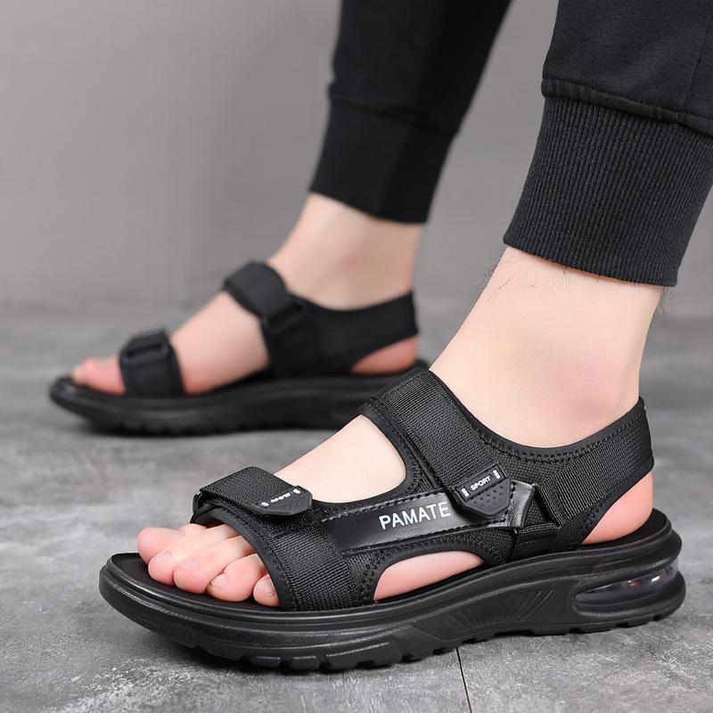 Casual sandals men's trendy summer new men's fashion heightening air cushion beach shoes Velcro sandals men's shoes