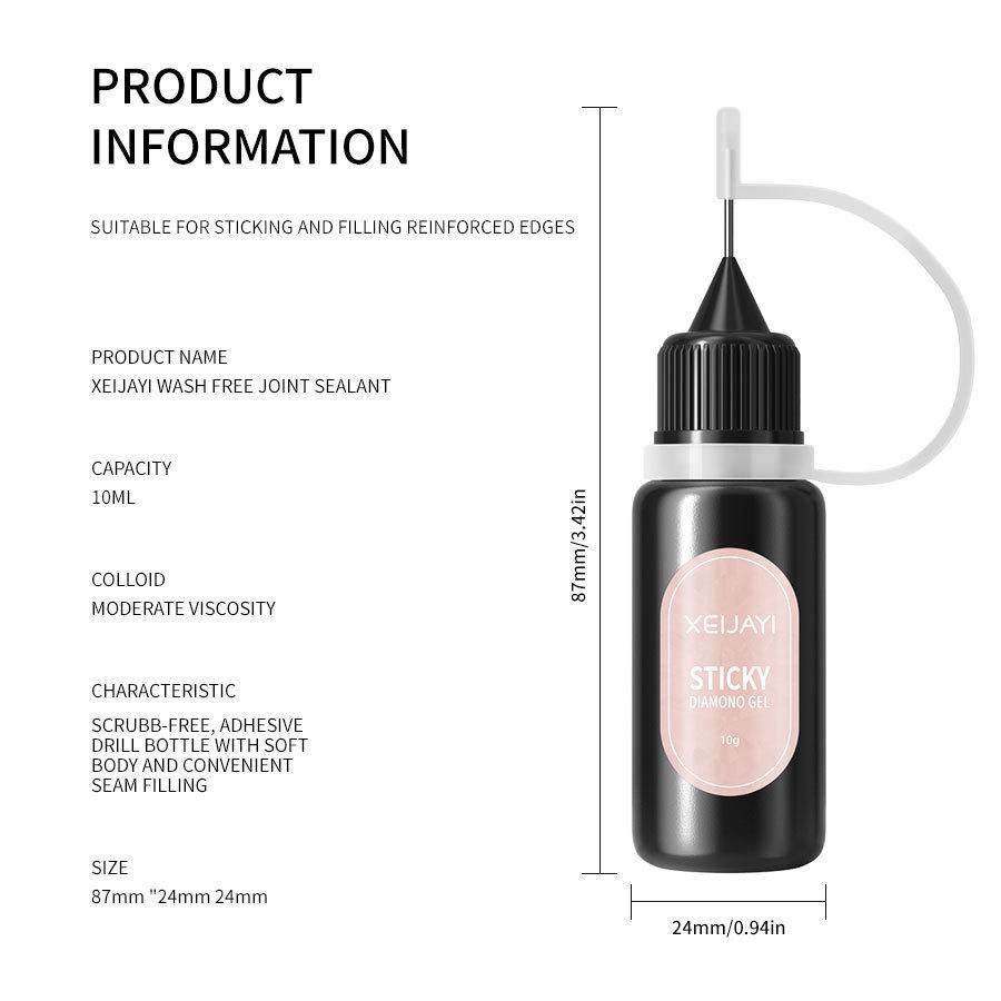 No Wipe Rhinestone Charm Adhesive Gap Nail Glue Filler Sealant UV/LED Cured Long-Lasting Nail Art Tool DIY & Salon Professional Use