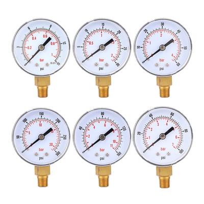Manometer, 50 mm, 1/8 BSPT, Anschluss unten, für Wasser, Öl, Gas