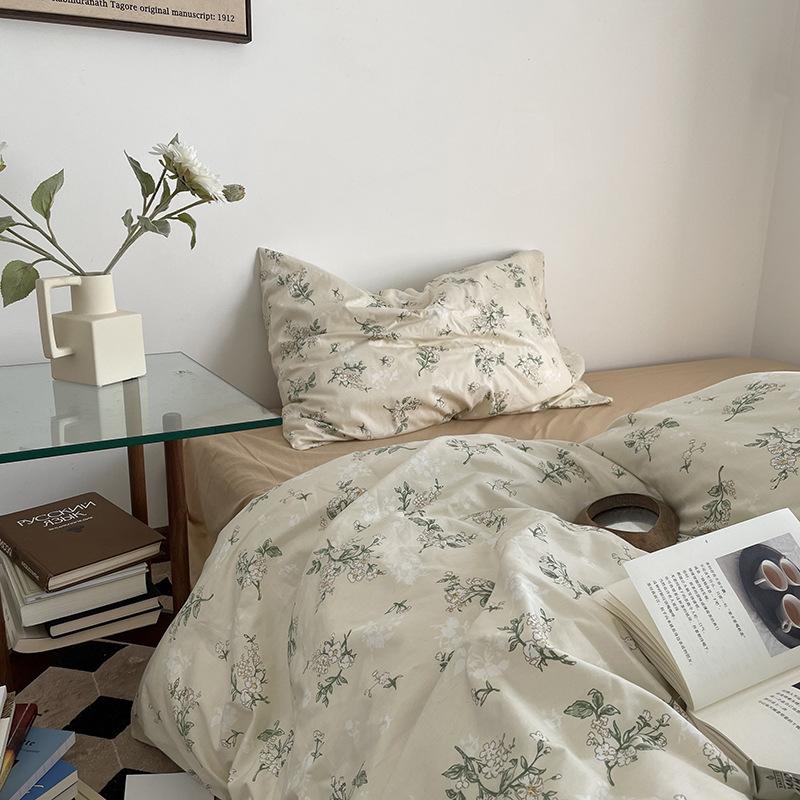 French Style Retro Printed Bedding Rural Style Duvet Cover Solid Color Dust-proof and Easy To Clean Mattress Protective Covers Envelope Pillowcase