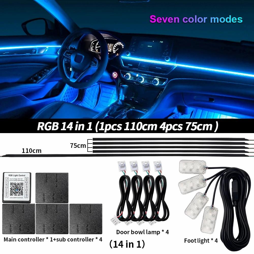 LED Ambient Lights Kit Colors Streamer For Car Universal Interior Symphony Hidden Acrylic Embass Strip RGB Decoration Atmosphere