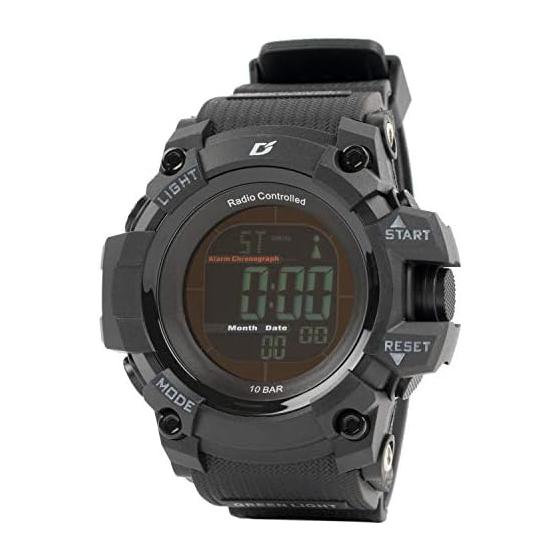 [Arias] ADWW18107RCSOL-01 Digital Radio Wave Solar Inverted LCD Men s Watch, Black