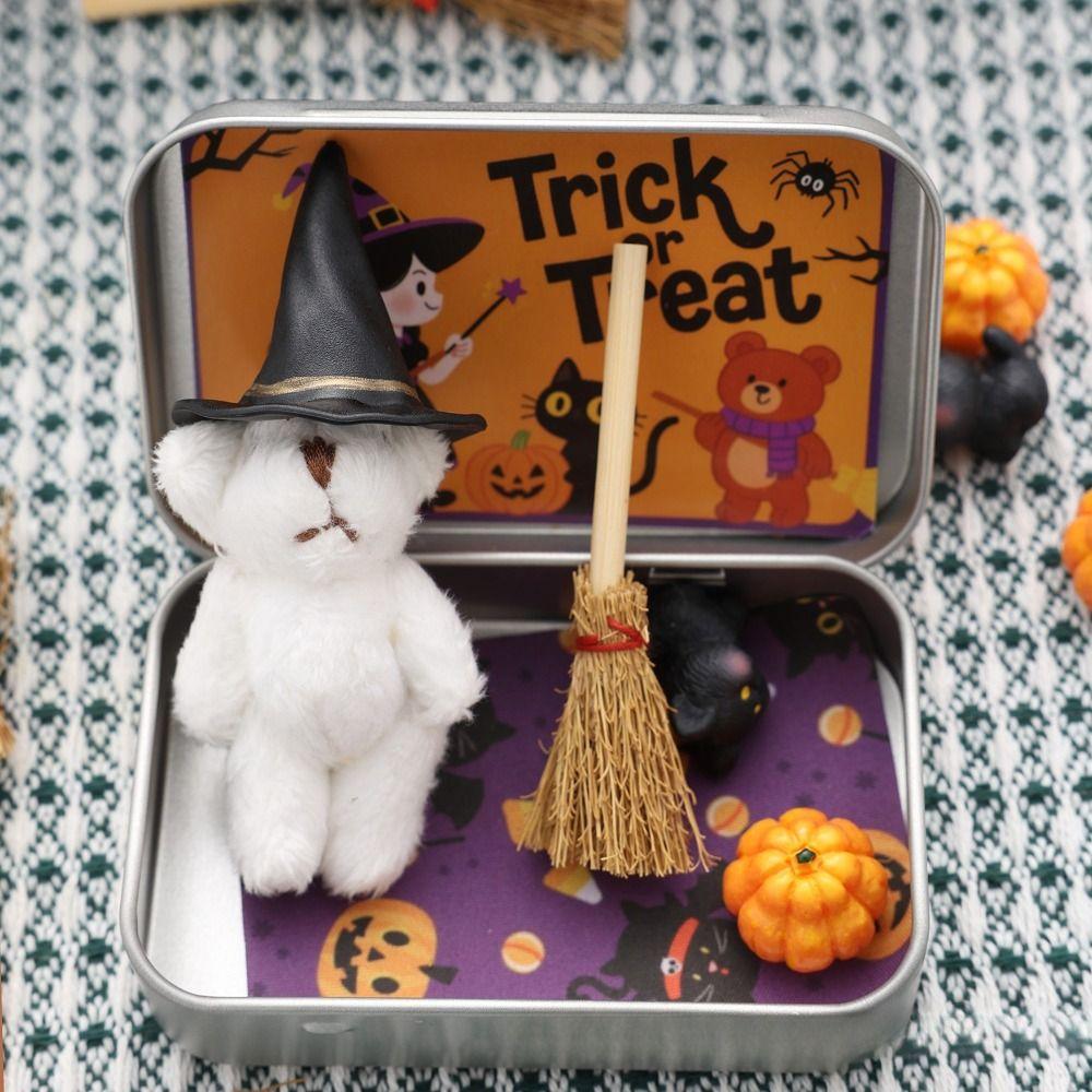 DIY Halloween Bear Gift Box Handmade Trick or Treat Halloween Bear In a Box with Witcher Miniature Perfect Creativity