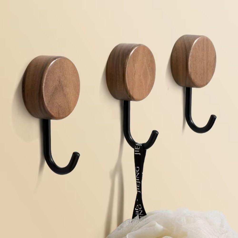 Massivholz Holzhaken Ohne Bohren Badezimmerhaken Praktischer Wandmontagehaken Türhänger