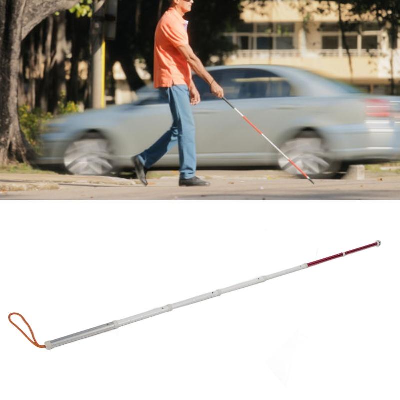 מקל הליכה טלסקופי נגד החלקה, עמיד בפני זעזועים, מחזיר אור, מוביל, עם תיק אחסון, לאנשים לקויי ראייה