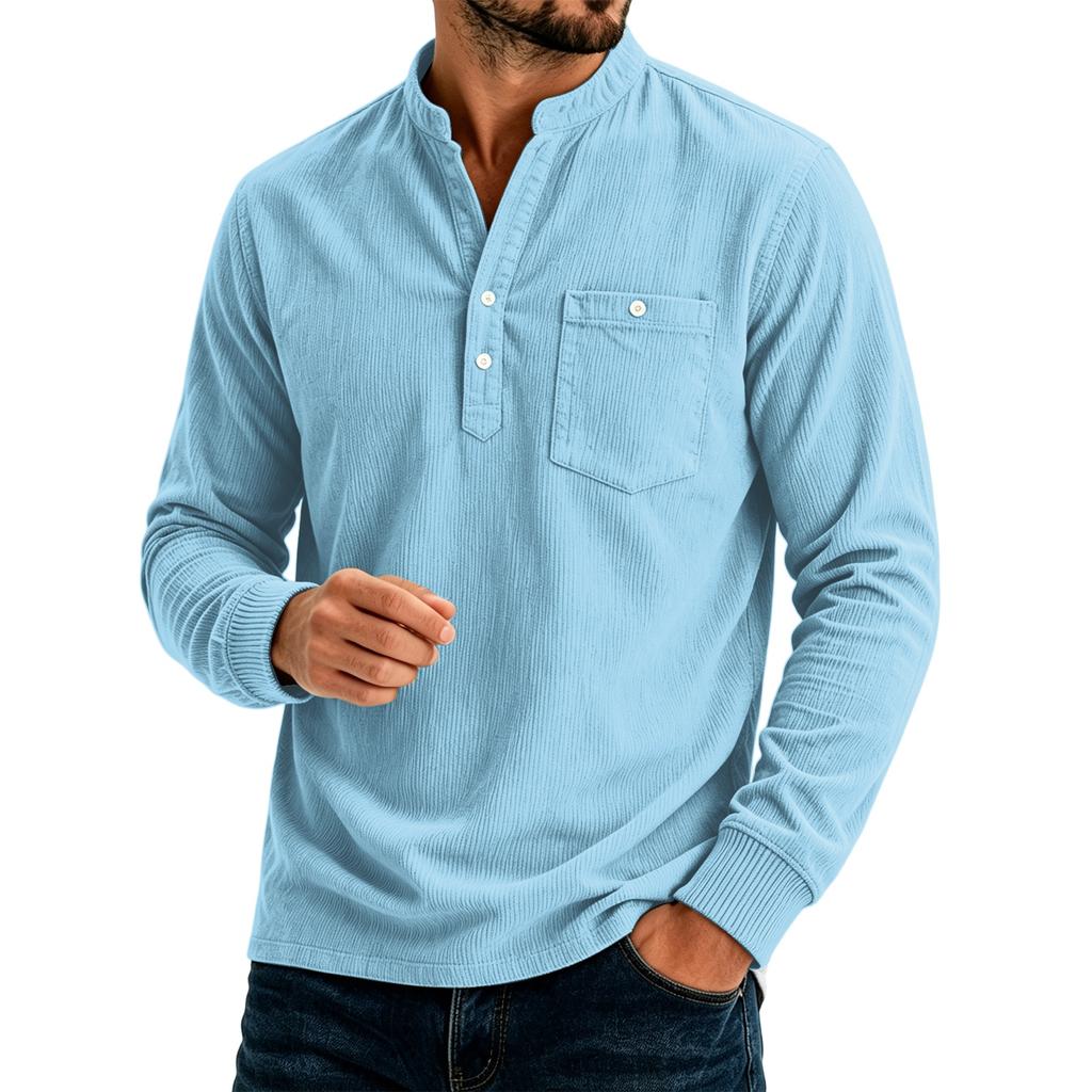 Top casual da uomo a tinta unita, vestibilità larga, con tasche