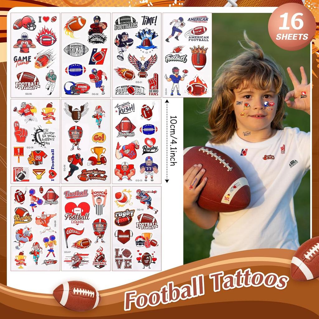 Aoriher 162 Pcs Football Party Favors, Football Party Gift Goodie Bag Fillers Foam Footballs Tattoo Stickers Keychains Stickers Charm Bracelets Sport