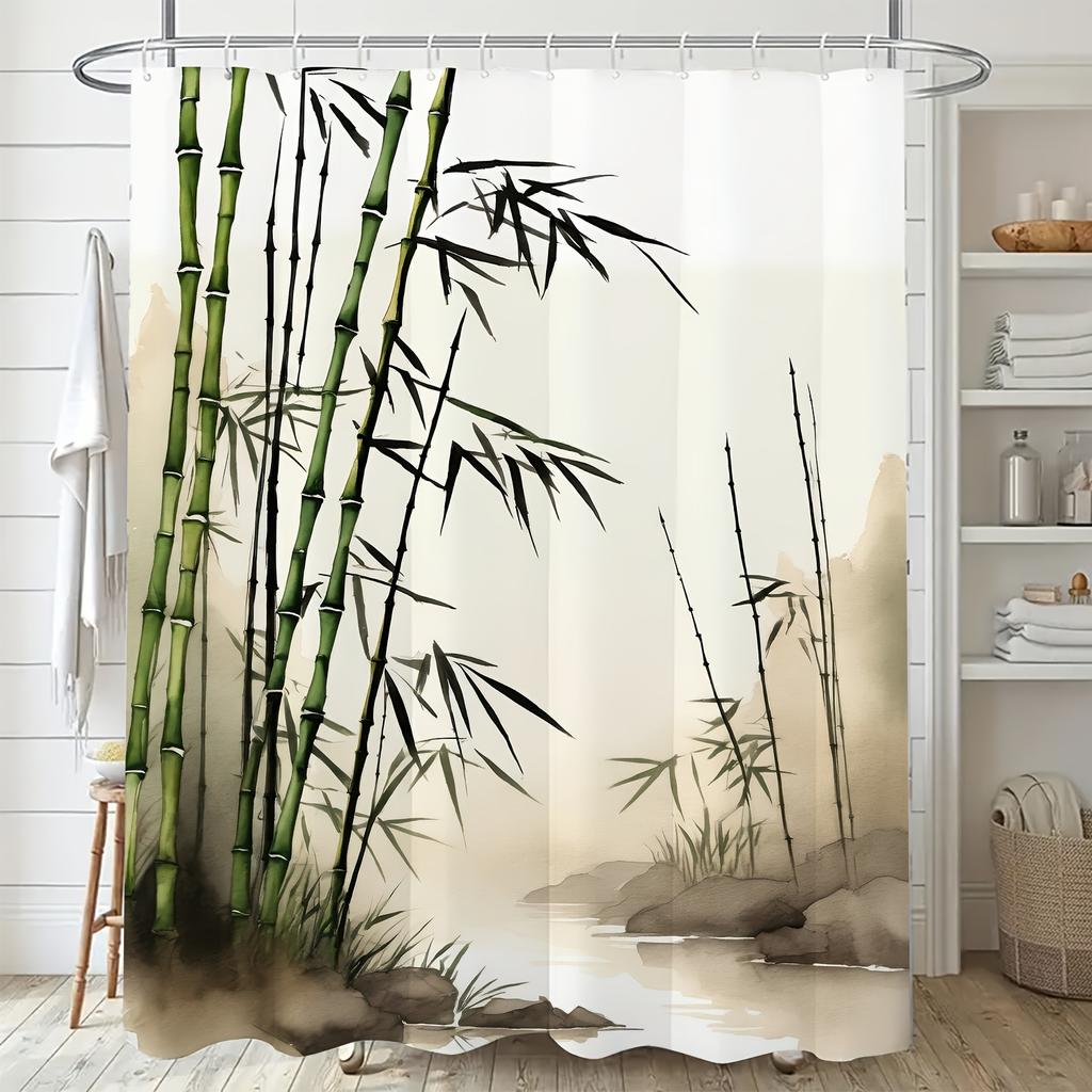 1Pc Of Classic Style Modern Art Vibrant Floral And Leaf Beautiful Energetic Nature Digital Print Shower Curtain For Home Decor