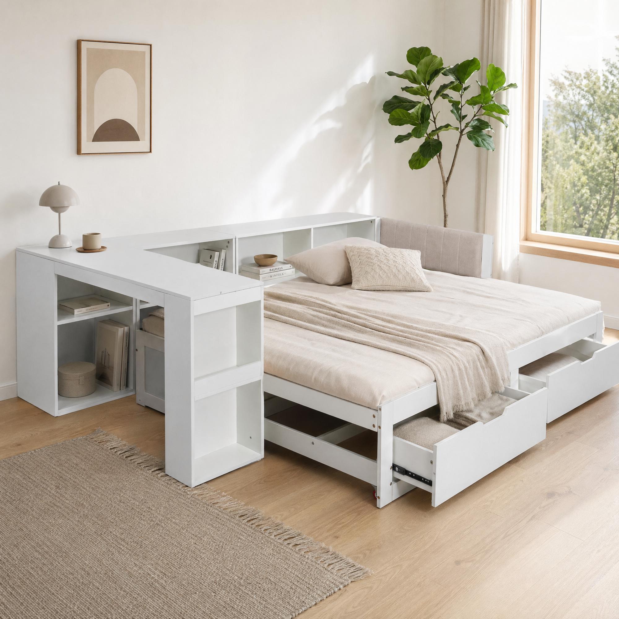 L-shaped 3-in-1 bed - desk +