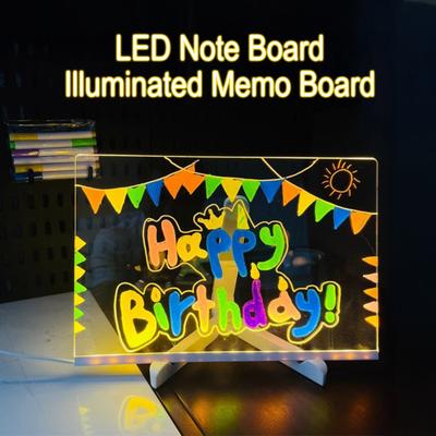 LED Note Board with Colors Light-Up Message Board Acrylic Dry Erase Board with Light Kids Adults Writing Drawing Board with Stand
