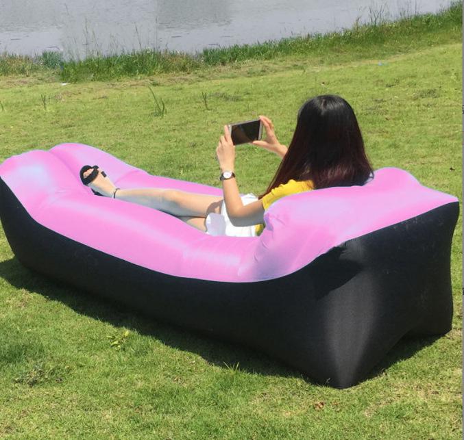 Pillow-Shaped Inflatable Outdoor Recliner - Portable Single Air Mattress for Camping & Festivals