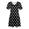 Dámské ležérní a módní šaty s krátkým rukávem a výstřihem do V s potiskem střední délky