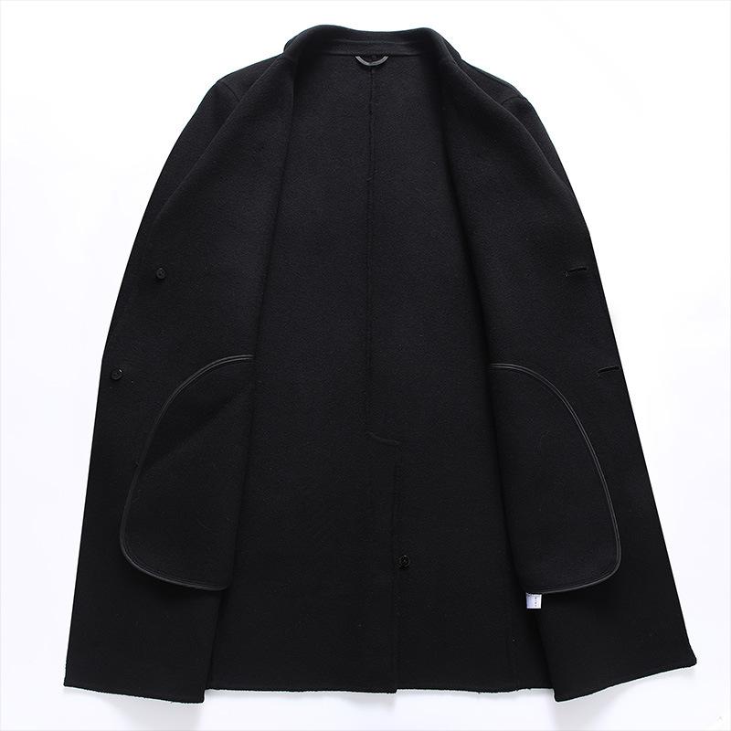 Herbst und Winter Neu Doppelseitiger Wollmantel Herren Slim-fit Mittellang Kaschmir Nizi Mantel Windjacke Trendmantel