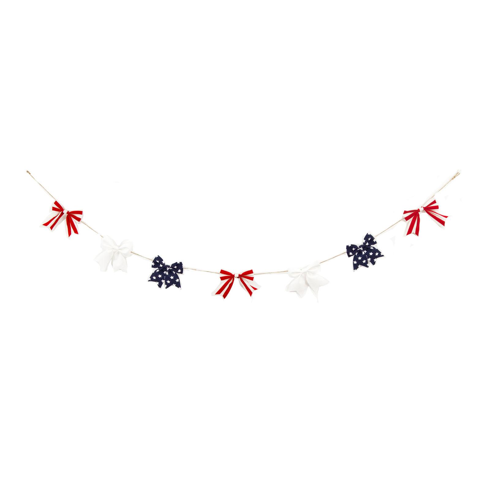 

Patriotic Ribbon Garland Decorative Hanging Bunting for National Holiday Party Indoor Outdoor Celebration Home Wall Decoration One Size