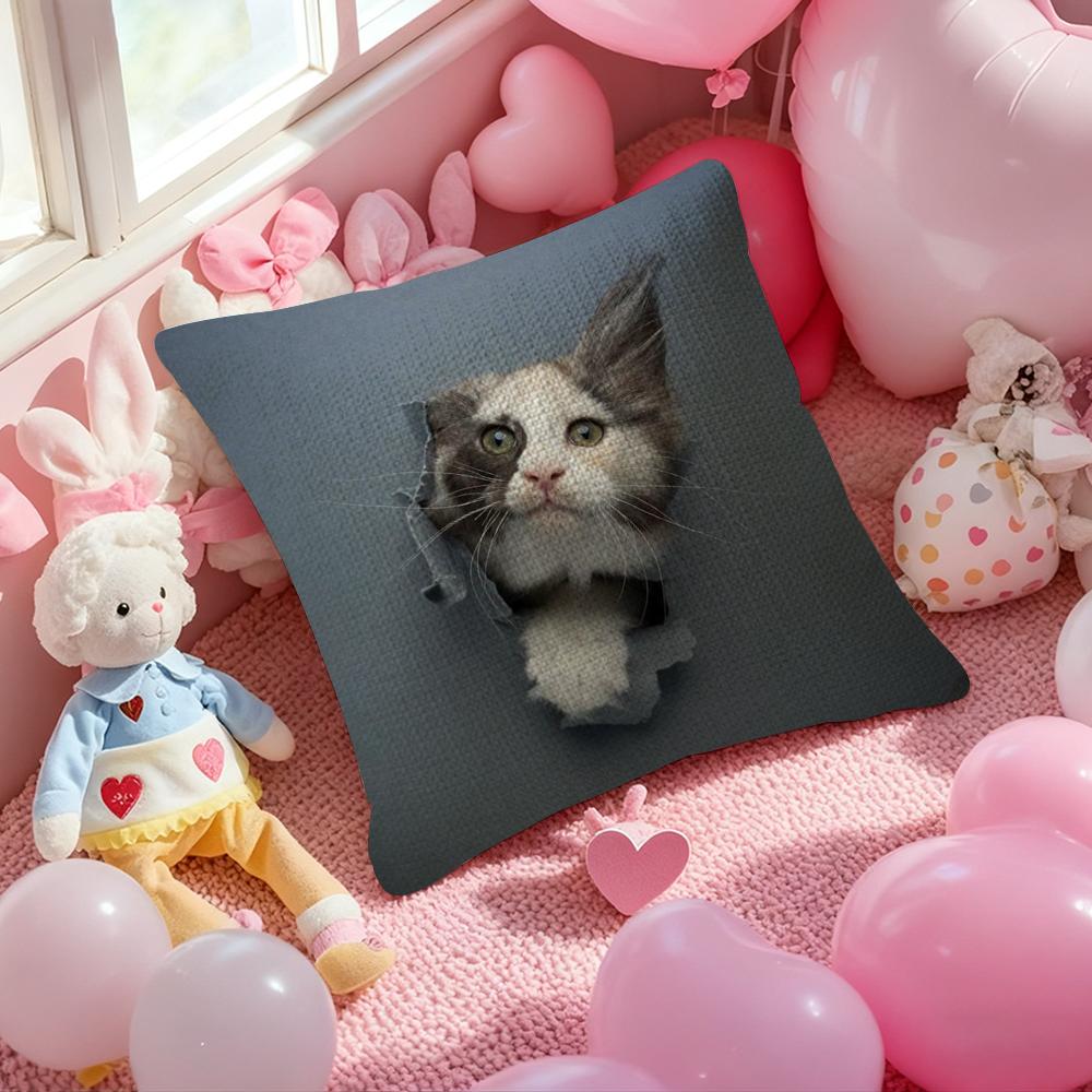 CuteNaughty Cute Cats Dogs Pillow Case Antidustmite Pillowcase Invisible Zipper Silky Short Plush Sofa Cushion Cover