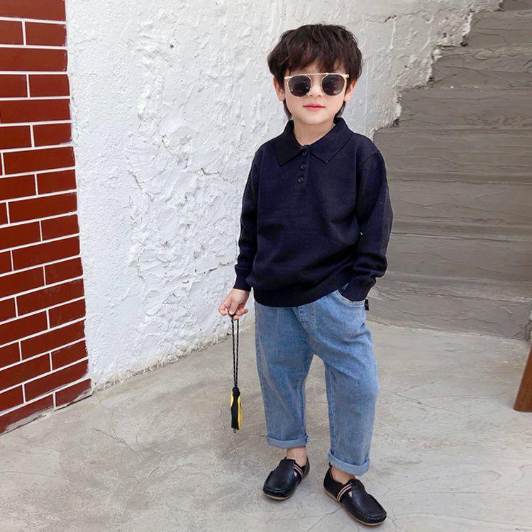 Spring & Autumn Toddler Knitwear: Versatile Small Lapel Sweater for Boys & Girls