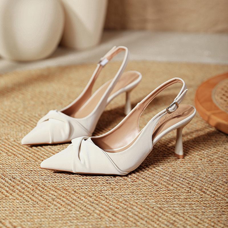 French Bag Head Sandals Women's 2025 New Summer Large Size Women's Shoes Green Pointed High Heels Stiletto Empty Shoes