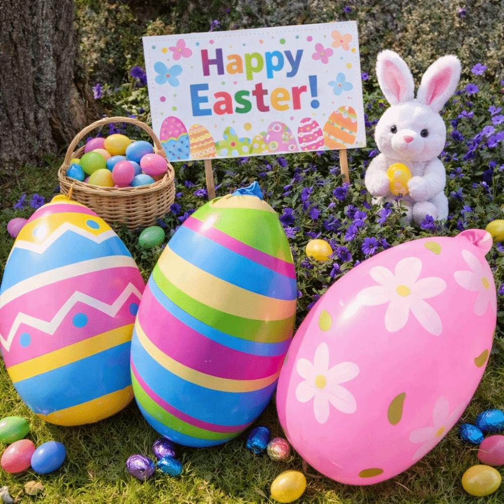 PVC Material Easter Party Decoration Heavy-Duty Plastic Inflatable Easter Egg  Children Favor