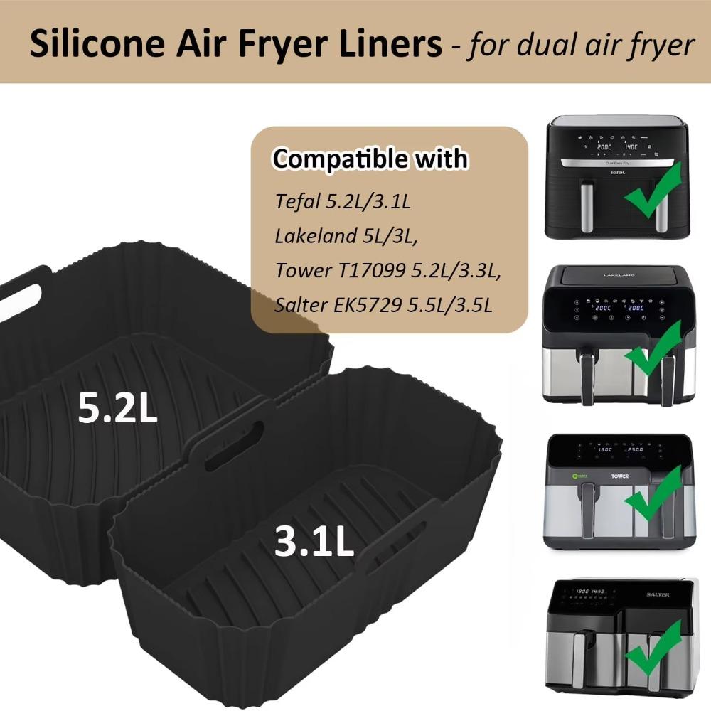 2Pcs/Set Foldable Air Fryer Liner Silicone Air Fryer Baking Tray Air Fryer Basket  Cake