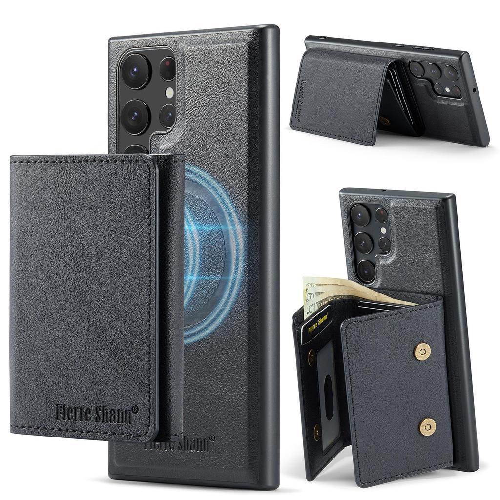 Samsung S25 Ultra Magnetic Card Holder Wallet Case - Drop-Proof with Card Slots, Also Fits S24 Plus