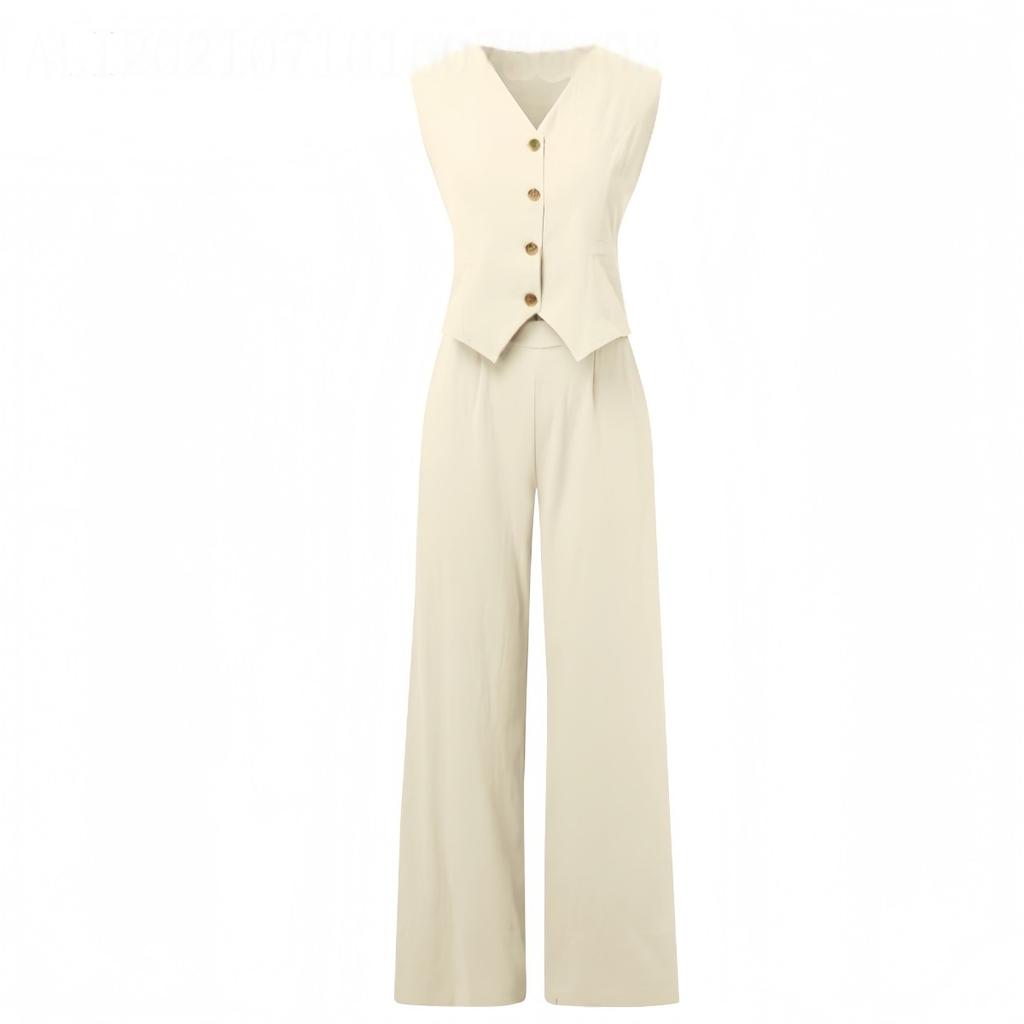 Fashion Vest, Pants, Patchwork, Cotton and Linen Casual Suit for Women