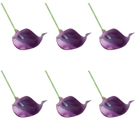 6Pcs Artificial Common Callalily Realistic Fake Flower Branch Home Office Wedding Party Indoor Outdoor Faux Bloom Plants Decoration