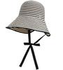 Vintage Striped Lace-Up Fisherman's Hat Ladies Spring and Summer UV Protection Big Eaves Sunshade Sunscreen Hat Basin Hat