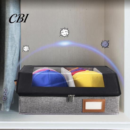 Adjustable Hat Storage with Dividers Organizer, Clear Window Lid Flip Top Access Design, Organizer for Baseball Caps Stackable Partition Box,