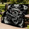 1pc Skull Snake Print Throw Blanket Polyester Fiber, Lightweight Flannel, Soft & Warm, All Season Use for Outdoor, Camping Digital Print