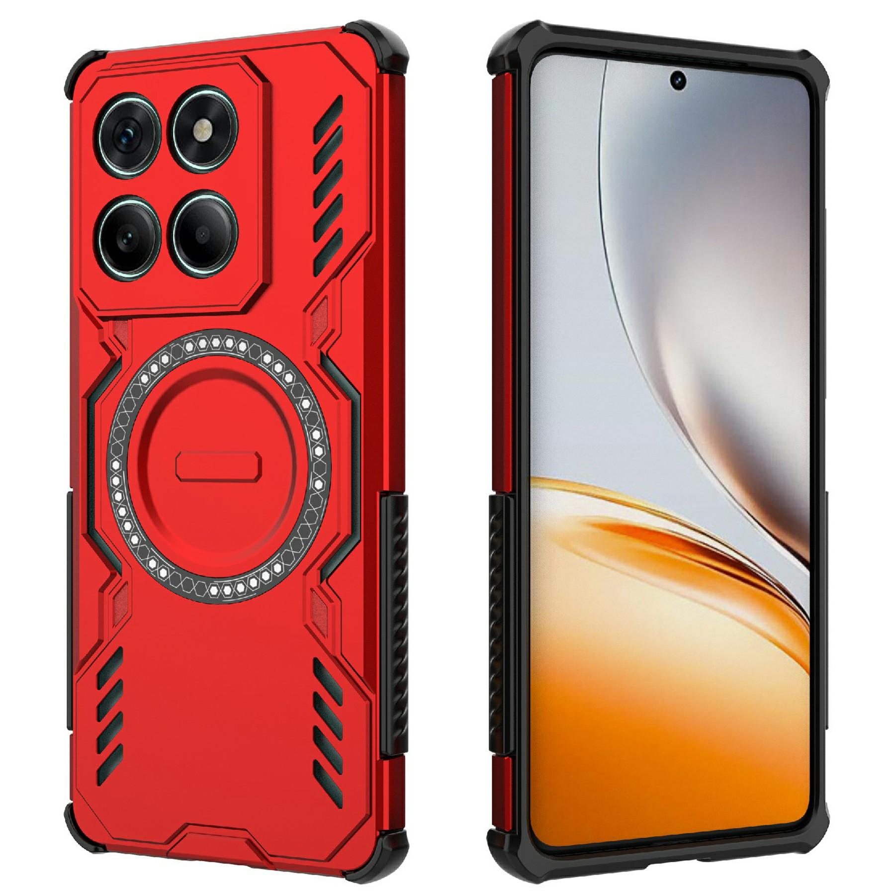 

For Motorola Edge 60 Fusion 5G/Edge 60 5G Magnetic Case Butterfly Armor Hollow Heat Dissipation PC+TPU Phone Cover Red