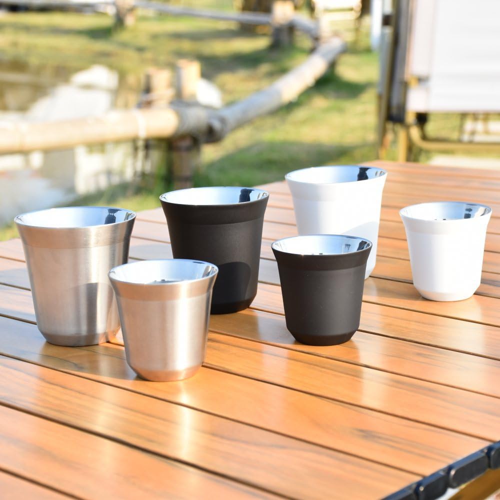 Set of 2 Stainless Steel Espresso 160ml for or Whiskey Cups, Double-Walled Insulated, Capacity, Coffee, Sake,