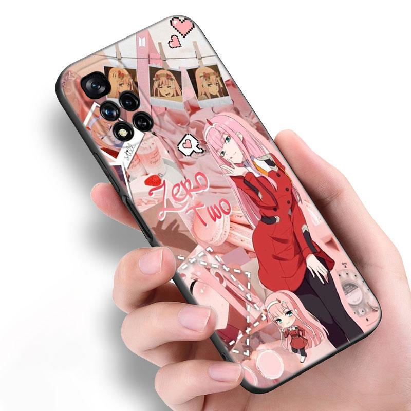 Anime Zero Two Darling Black Silicone Phone Case For Xiaomi POCO X3 X4 NFC F5 M3 M4 M6 X5 X6 Pro F3 F4 GT 5G C55 C65 M5