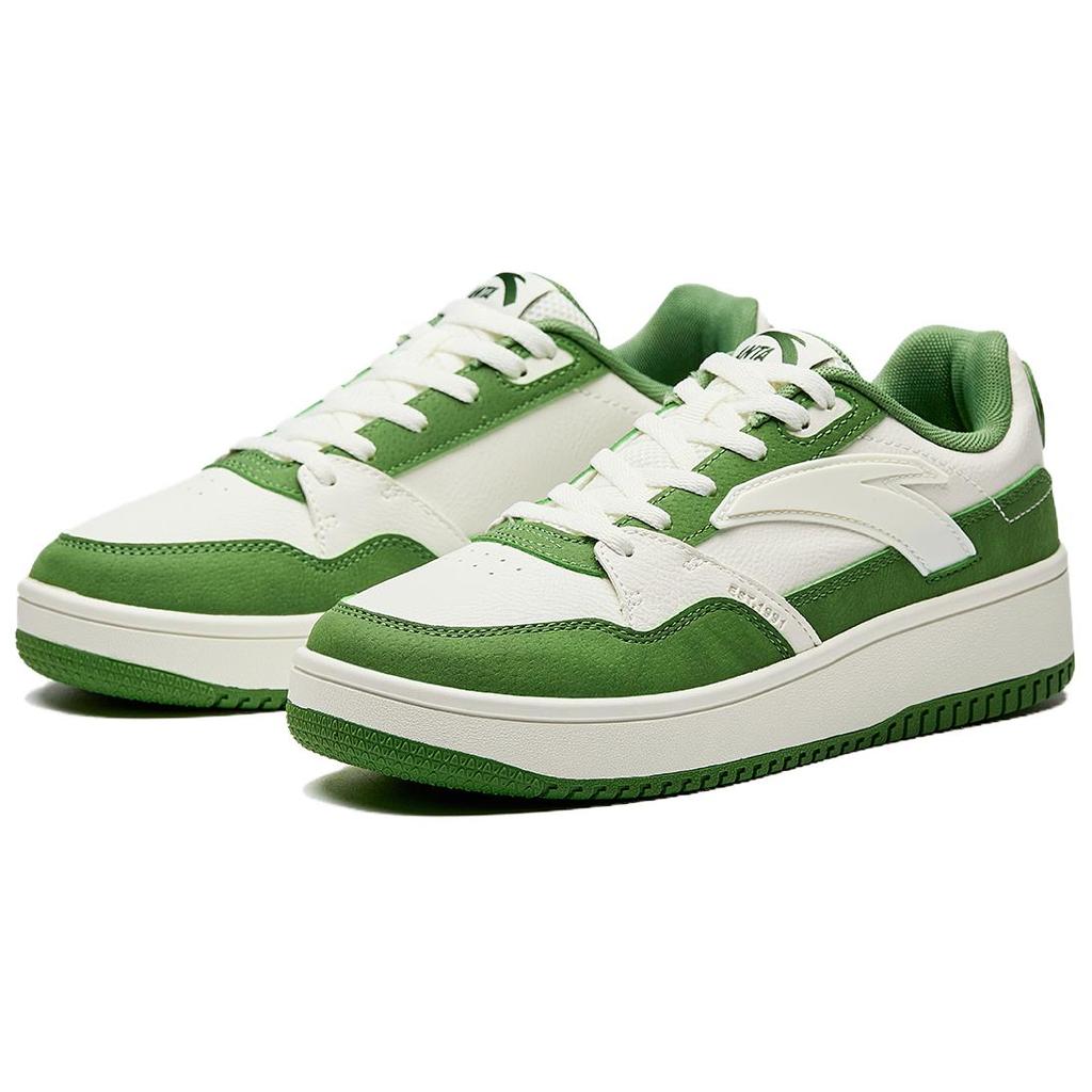 Anta Retro Fashion Versatile Non-Slip Wear-Resistant Low-Top Skate Shoes Women sneaker White Green 122538033R-4